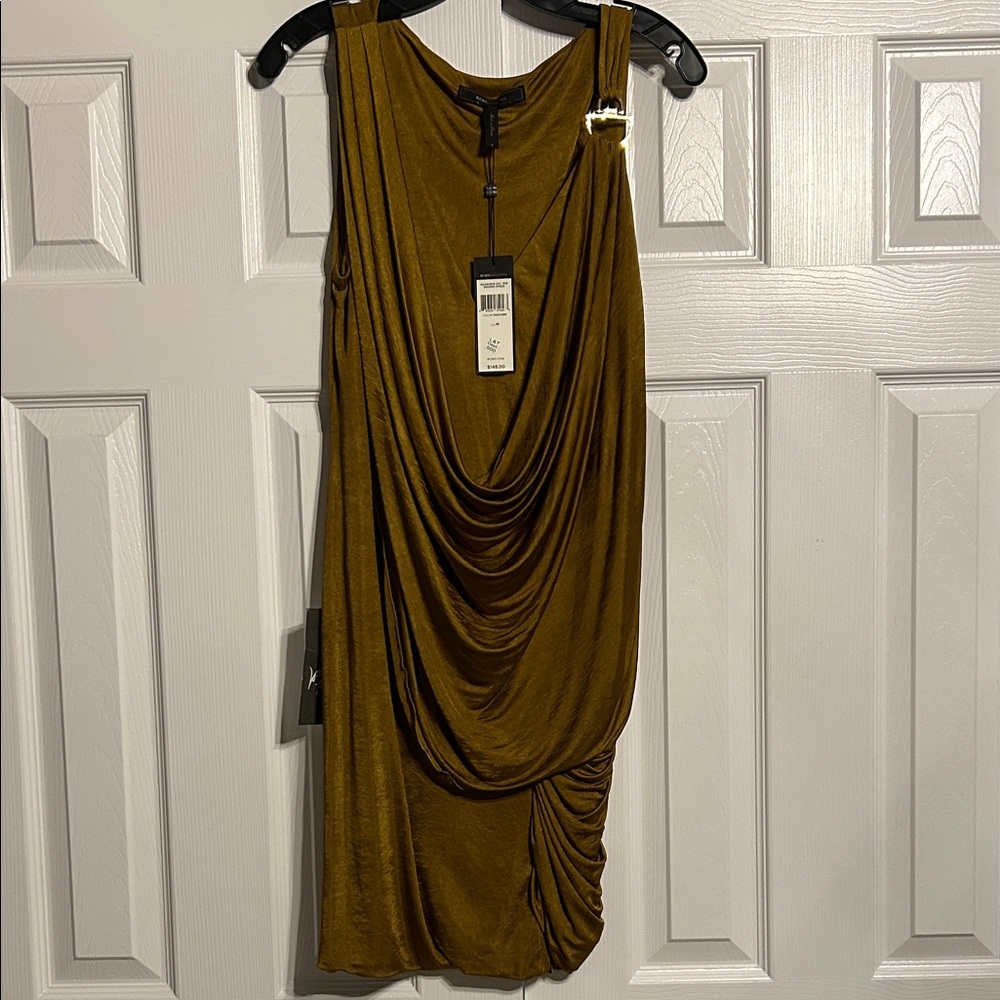 BCBGMaxAzria Asymmetrical Gold Dress